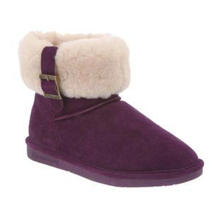 Women’s Purple BearPaw Suede, Sheepskin + Wool Shoeboot Size 8